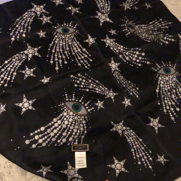 Kurt Geiger Black Evil Eye & Celestial 100% Silk Square Bandana Scarf NWT - Picture 11 of 16